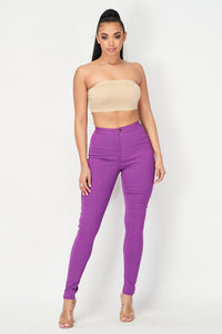 Super High Waisted Stretchy Skinny Jeans - Purple - SohoGirl.com