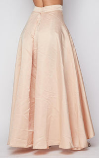 Satin Asymmetrical High-Low Maxi Skirt - Champagne - SohoGirl.com