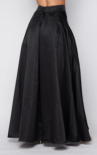 Satin Asymmetrical High-Low Maxi Skirt - Black - SohoGirl.com