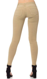 Low Rise Stretchy Skinny Jeans in Khaki - SohoGirl.com