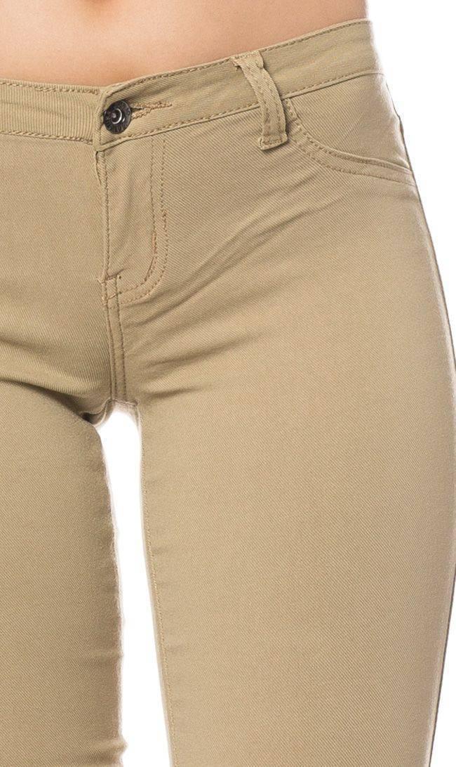 Low Rise Stretchy Skinny Jeans in Khaki –