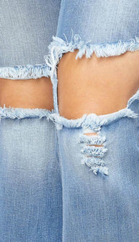 Frayed and Destroyed High Waisted Denim Pants - SohoGirl.com