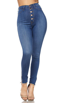 Ankle Zipped Five Button High Waisted Denim Pants - SohoGirl.com