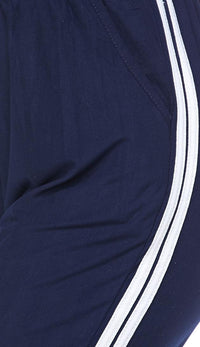 Navy Blue Striped Microfiber Jogger Pants - SohoGirl.com