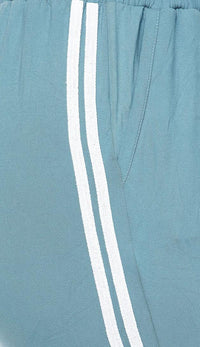 Teal Striped Microfiber Jogger Pants - SohoGirl.com