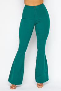 High Waisted Stretchy Bell Bottom Jeans - Teal - SohoGirl.com