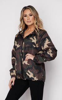 Camouflage Windbreaker Zip Up Women's Jacket - SohoGirl.com