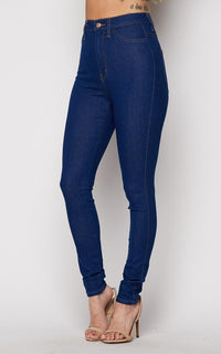 Vibrant Super Stretch High Rise Jeans in Retro Blue - SohoGirl.com