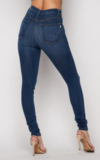 Vibrant Knee Slit High Rise Jeans in Medium Wash (Plus Sizes Available) - SohoGirl.com