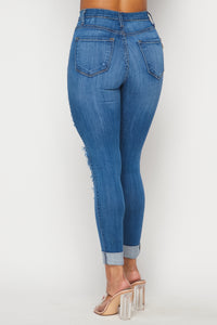 Rolled Up Hem Destroyed Jeans - Medium - SohoGirl.com