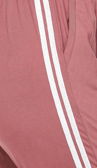 Dusty Rose Striped Microfiber Jogger Pants - SohoGirl.com