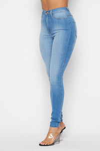 Classic High Waisted Denim Skinny Jeans in Light Denim - SohoGirl.com