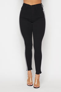 Black Skinny Jeans With White Side Stripe - SohoGirl.com