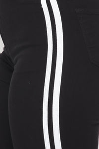 Black Skinny Jeans With White Side Stripe - SohoGirl.com