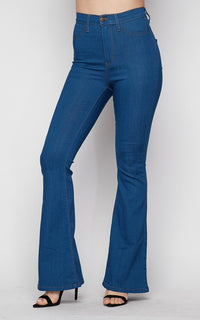 High Waisted Bell Bottom Jeans - Retro Blue - SohoGirl.com