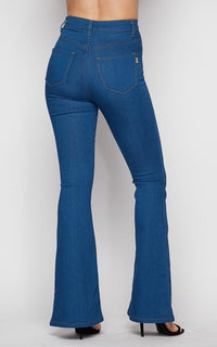 High Waisted Bell Bottom Jeans - Retro Blue - SohoGirl.com
