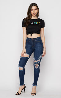 Babe Tie Front Short Sleeve T-Shirt - Black - SohoGirl.com