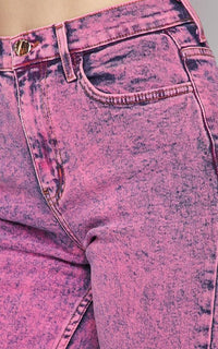 Vibrant Acid Wash Mom Jeans in Pink - SohoGirl.com