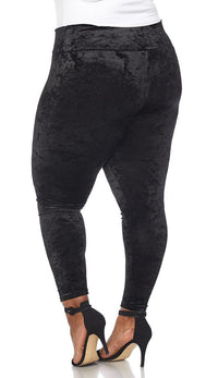 Plus Size Black Crushed Velvet High Waisted Leggings - SohoGirl.com
