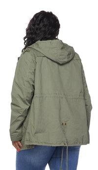 Plus Size Hooded Parka Coat in Olive - SohoGirl.com