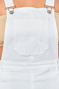 Denim Overall Mini Dress - White - SohoGirl.com