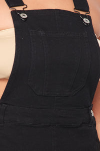Denim Overall Mini Dress - Black - SohoGirl.com