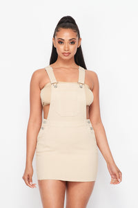 Denim Overall Mini Dress - Tan - SohoGirl.com