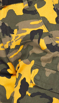 Belted Yellow Camouflage Cargo Jogger Pants (S-XL) - SohoGirl.com