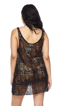 Black Mini Crochet Cover Up Dress - SohoGirl.com