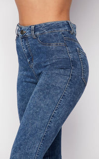 Blue Acid Wash Stretchy High Waist Skinny Jeans - SohoGirl.com