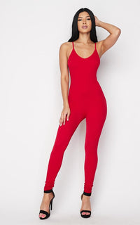 Ribbed Camisole Unitard in Red - SohoGirl.com