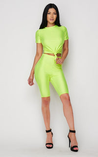 Nylon Spandex Bermuda Biker Shorts - Neon Green - SohoGirl.com