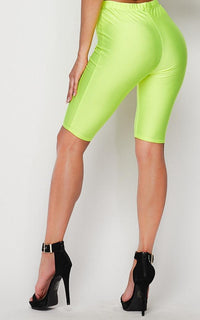Nylon Spandex Bermuda Biker Shorts - Neon Green - SohoGirl.com
