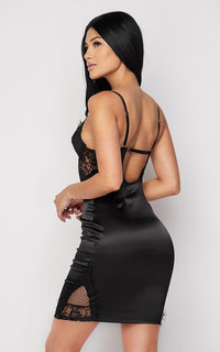 Sleeveless Slip On Silky Lace Dress - Black - SohoGirl.com