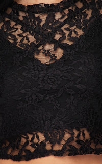 Lace Short Sleeve Crop Top - Black - SohoGirl.com