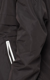 Contrast Trim Windbreaker Jacket - Black-White - SohoGirl.com