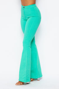High Waisted Stretchy Bell Bottom Jeans - Mint - SohoGirl.com
