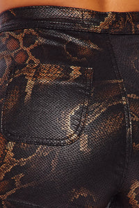High Waisted Leather Snake Print Shorts - SohoGirl.com
