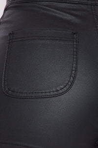 High Waisted Faux Leather Shorts - Black - SohoGirl.com