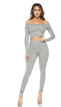 Gray Off the Shoulder Cut Out Jumpsuit - SohoGirl.com