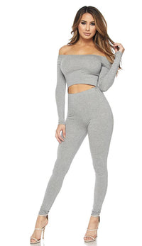 Gray Off the Shoulder Cut Out Jumpsuit - SohoGirl.com
