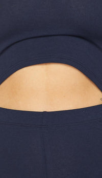 Navy Blue Off the Shoulder Cut Out Jumpsuit - SohoGirl.com