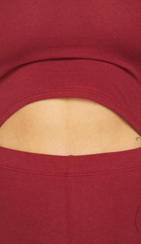 Burgundy Off the Shoulder Cut Out Jumpsuit - SohoGirl.com