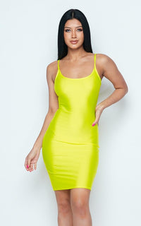 Nylon Basic Sleeveless Bodycon Dress - Neon Yellow - SohoGirl.com