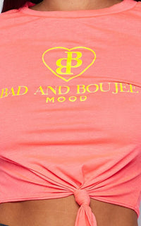 Bad and Boujee Tie Front T-Shirt - Neon Pink - SohoGirl.com