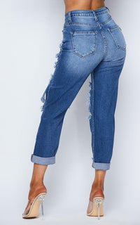 Vibrant Jeans Distressed Vintage Denim Mom Jeans - SohoGirl.com