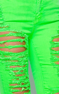 Vibrant Neon Distressed Bermuda Shorts - Neon Green - SohoGirl.com