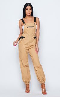 Chain Detailed Relaxed Fit Overalls - Khaki (S-XL) - SohoGirl.com