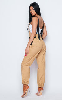 Chain Detailed Relaxed Fit Overalls - Khaki (S-XL) - SohoGirl.com