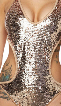 Rose Gold Sequin One Piece Swimsuit - SohoGirl.com
